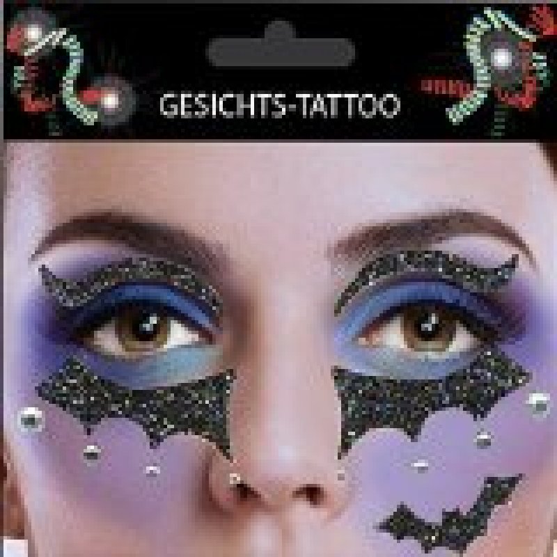 Gesichts Tattoo Face Art Fledermaus Halloween Karneval, 3,99