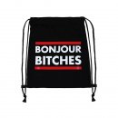 Bonjour Bitches Schwarz Turnbeutel Tasche Jutebeutel...