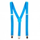 Bunte Neon & Uni Farben - Y - Hosenträger mit 3 Clips Hellblau