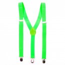 Bunte Neon & Uni Farben - Y - Hosenträger mit 3 Clips Neon Grün