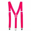 Bunte Neon & Uni Farben - Y - Hosenträger mit 3 Clips Pink