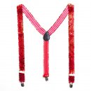Bunte Pailletten Y- Hosentrger Glitzer Bundhalter  Rot