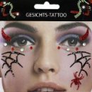 Gesichts Tattoo Face Art Spinne Spinnennetz Halloween Karneval