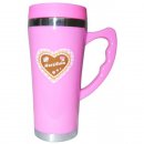 Httengaudi Thermobecher Isolierbecher Rosa mit Herzilein...