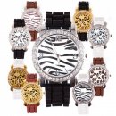 Leopard & Zebra Strass Uhr 