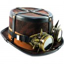Steampunk Hut Zylinder Braun mit Brille Kofferoptik