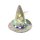 Mini Edelweiß Hut, Multicolor LEDs blinkend, Kordel blau/weiß, 10x10cm