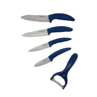 5tlg. Keramik Messer Set, Allzweckmesser,  Schälmesser, Kochmesser, Schäler, Küchenmesser Blau