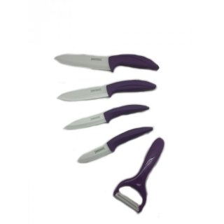 5tlg. Keramik Messer Set, Allzweckmesser,  Schälmesser, Kochmesser, Schäler, Küchenmesser Lila