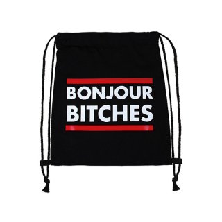 Bonjour Bitches Schwarz Turnbeutel Tasche Jutebeutel Sporttasche Gymsack Rucksack 