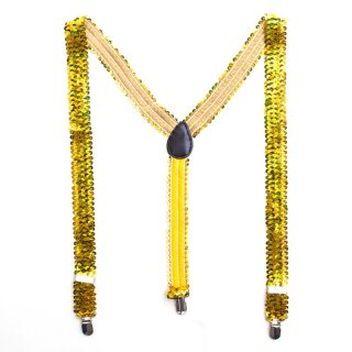 Bunte Pailletten Y- Hosentrger Glitzer Bundhalter  Gold