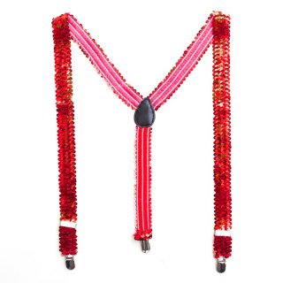 Bunte Pailletten Y- Hosentrger Glitzer Bundhalter  Rot