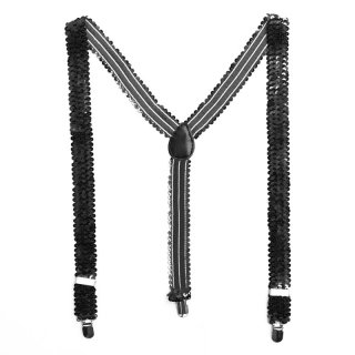 Bunte Pailletten Y- Hosentrger Glitzer Bundhalter  Schwarz