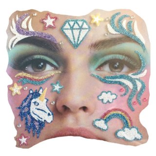 Gesichts Tattoo Face Art Einhorn Unicorn Halloween Karneval