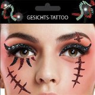 Gesichts Tattoo Face Art Narbe Halloween Karneval