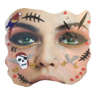 Gesichts Tattoo Face Art Pirat Seeruber Halloween Karneval