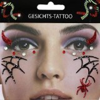 Gesichts Tattoo Face Art Spinne Spinnennetz Halloween Karneval