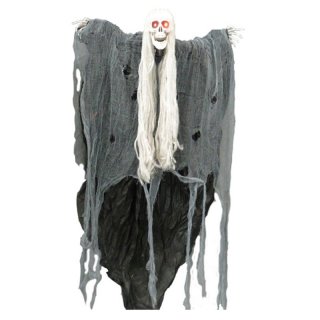 Horror Geist mit LED Augen, Grusel Spruch , bewegt den Kopf 90cm Halloween
