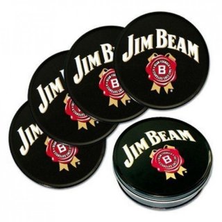 Original Jim Beam 4 Untersetzer + Blechdose Bierdeckel Coaster Set
